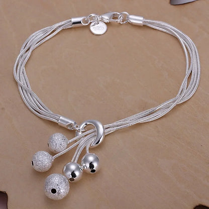 Fine 925 Sterling Silver Noble Nice Chain Solid Bracelet for Women Men Charms Party Gift Wedding Fashion Jewelry Hot Model.