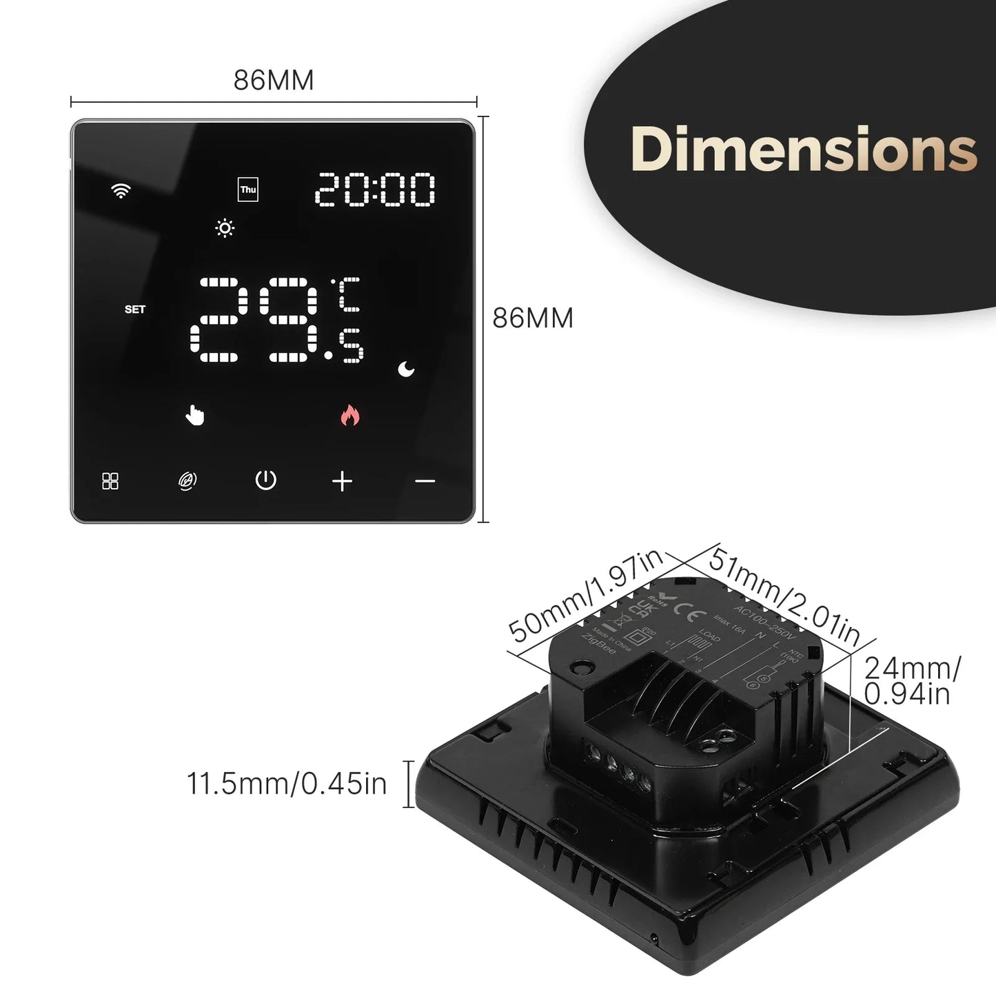 MOES Tuya ZigBee WiFi Smart Thermostat Programmable Temperature Controller for Water Boiler Electric Heating Alexa Google Home.