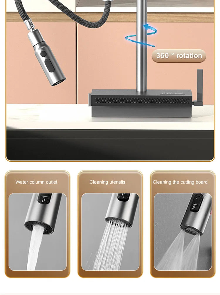 Black Stainless Steel Kitchen Sink Waterfall Sink dishwashing Basin Large Single Sink Household Sink Under The Counter Sink