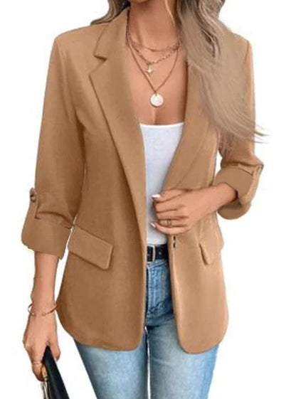 Frauen S-2XL Größe Pendler Neue Stil Langarm Mantel Mode Strickjacke Kleinen Anzug Elegante Einfarbig Casual frauen Anzug tops.