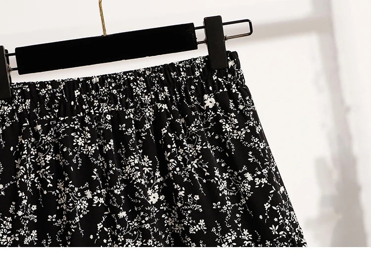 2025 Vintage Draped Elegant Chinese Style Women's Half-length Skirts Autumn Floral Pleated A- Line Skirt With Lining