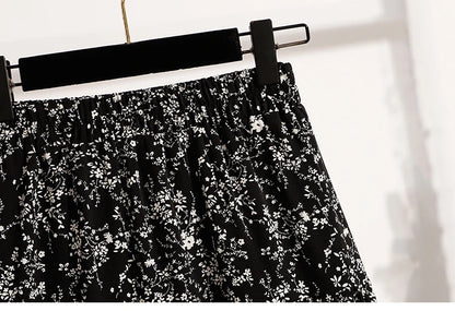 2025 Vintage Draped Elegant Chinese Style Women's Half-length Skirts Autumn Floral Pleated A- Line Skirt With Lining