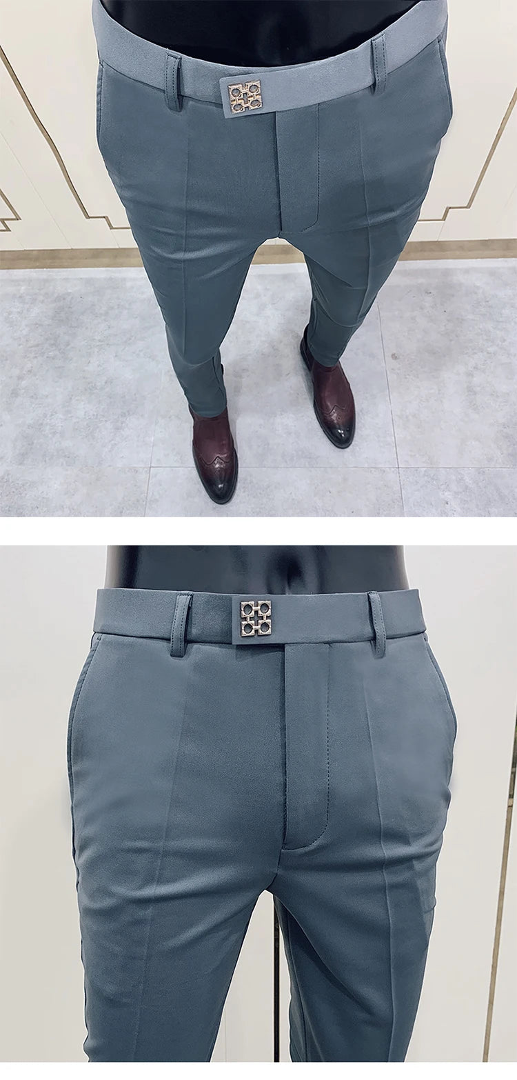 Men Suit Pants Formal Trousers Stretch Slim Pantalone Hombre Calça Masculina Solid Color Casual Dress Pants Fashion Men Clothing