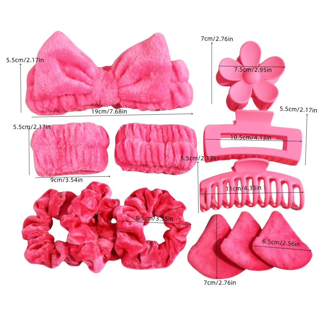 12PCS/SET Ladies multi-color Autumn and winter plush hair accessories set Daily SPA makeup face ultra-practical toiletry set Lad.