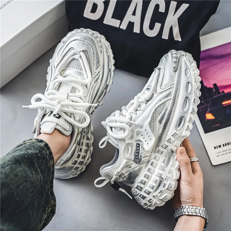 New Summer Outdoor Men's Casual Thick Bottom Sneaker Shoes for Men Sports Breathable Mans Popular Loafers Model Male Sneakers.