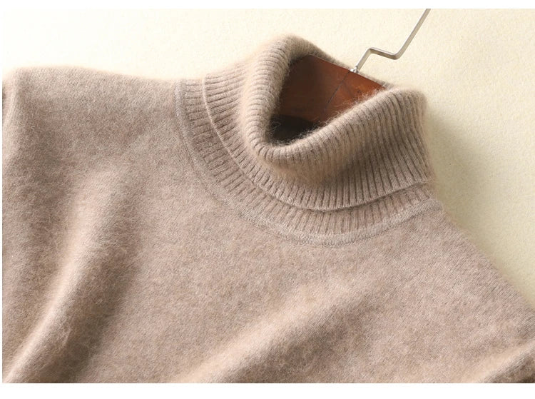 Men's 100% pure Mink Knitted Sweater Turtleneck Large Size Casual Pullover Autumn Winter New Base Shirt Men Warm High Lapels Top.