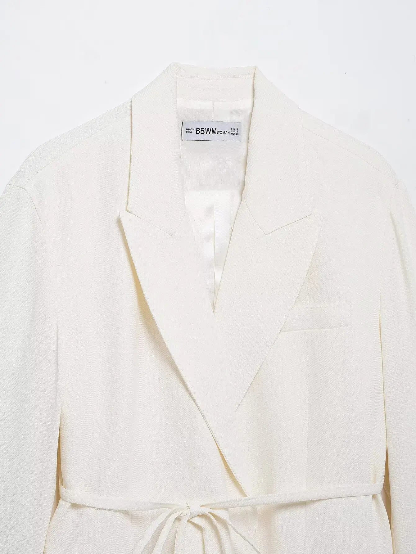 HH Women's Suits White Turn-Down Collar Long Sleeves Lace-Up Blazers+High Waist Zipper Long Pants Female Spring Fashion Sets.