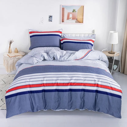 3PC 100% Cotton Duvet Cover Set Striped Printing 1PC Duvet Cover 2PC Pillowcase Cotton Soft Skin Friendly Bedding