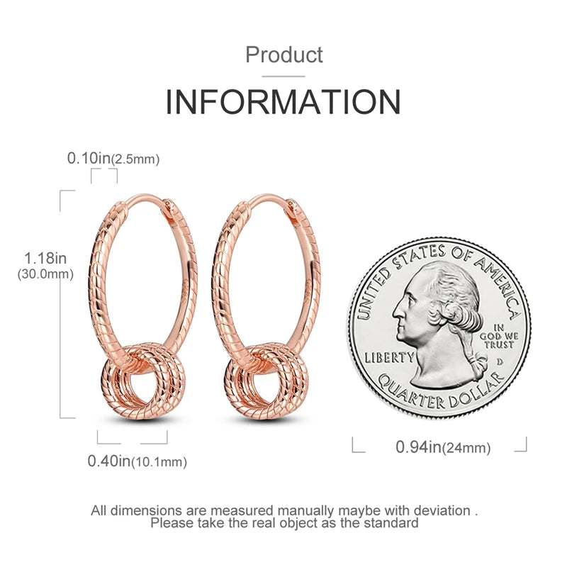 925 Sterling Silver Gold Color Circular Hoop Earrings Golden Earring Fit Original Charms Diy Fine Jewelry For Fashion Women