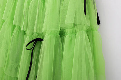 Long Maxi Tulle Skirt Women Sweet Tiered Long Skirt Autumn Winter Women Fashion Korean Mesh Skirt Female Party Skirt Clothes.