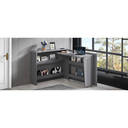 Klappbarer Schreibtisch mit Rollen und kabellosem Ladegerät – 2-in-1-Sideboard und Arbeitsplatz, mit Regal und Kippschutz, Rollen mit Bremstisch