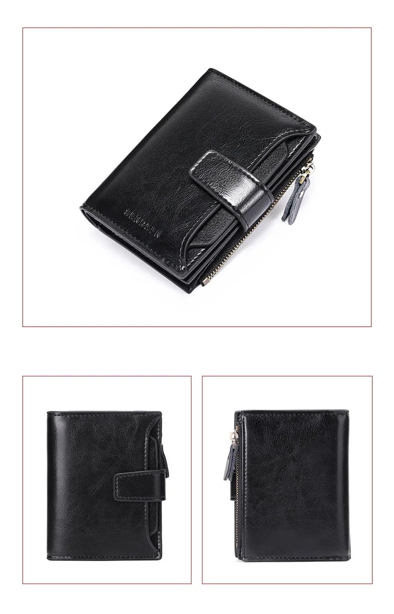 2024 New Short Women Wallets Genuine Leather Zipper Coin Pocket Women Purse Name Engraved Quality Card Holder Kpop Female Wallet.