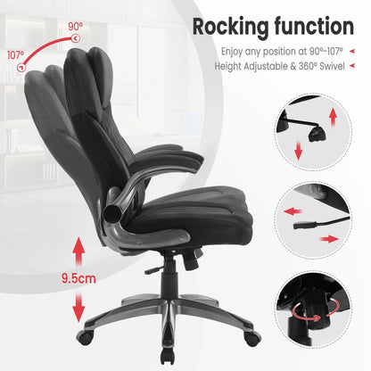 WOLTU Ergonomischer Büro-Computerstuhl mit hoher Rückenlehne, höhenverstellbarem, gepolstertem Sitz, Chefsessel aus Kunstleder