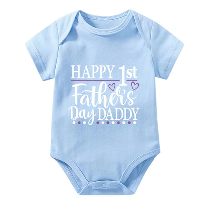 Happy 1st Vatertag Papa Druck neugeborenes Baby Jungen Mädchen Stram pler Kleidung Kleinkind Sommer Kurzarm Body Väter Tag Geschenke
