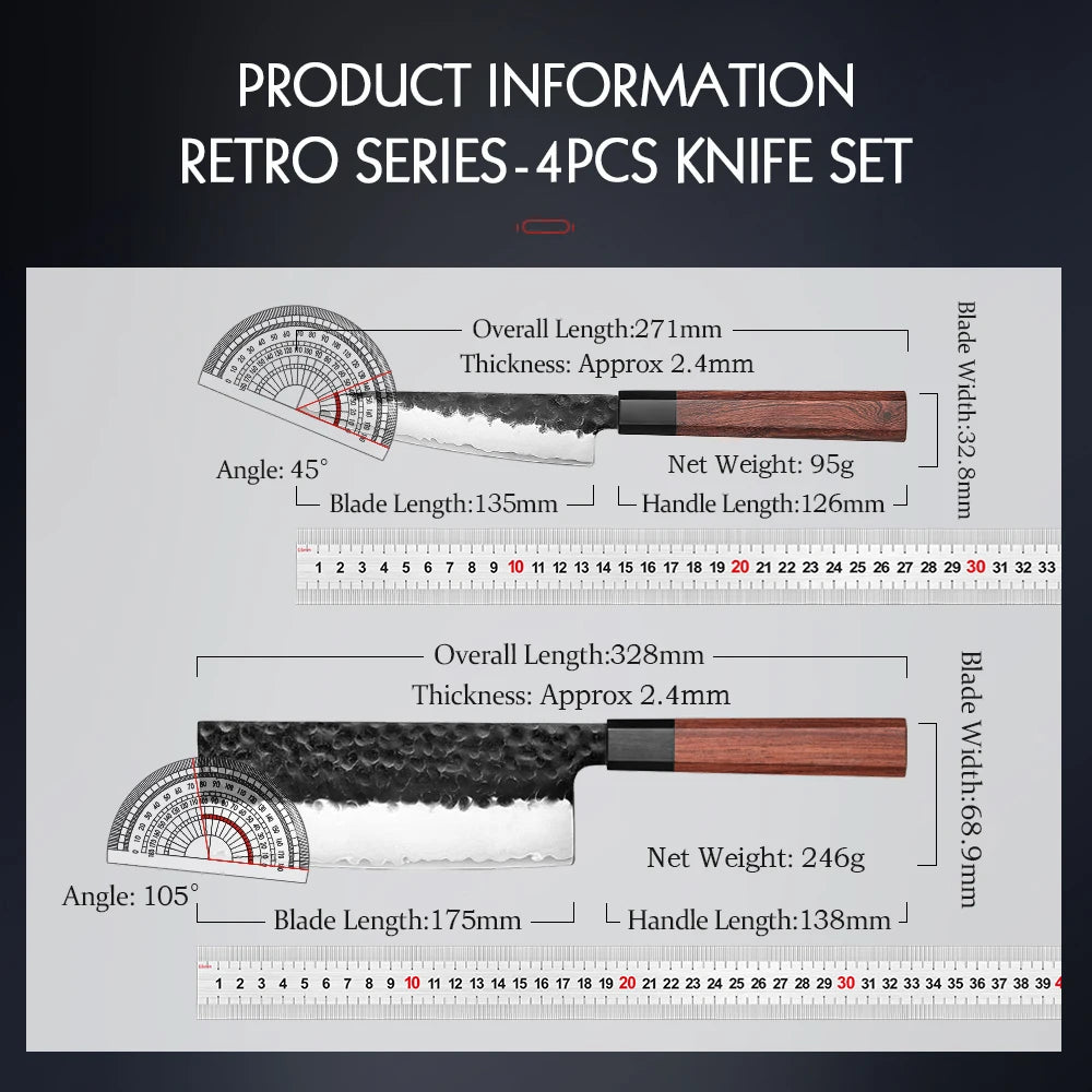 HEZHEN 1PC-5PC Kitchen Knife Set Chef Utility Stainless Steel 3 Layers Composite Steel Santoku Nakiri Kitchen Accessories.