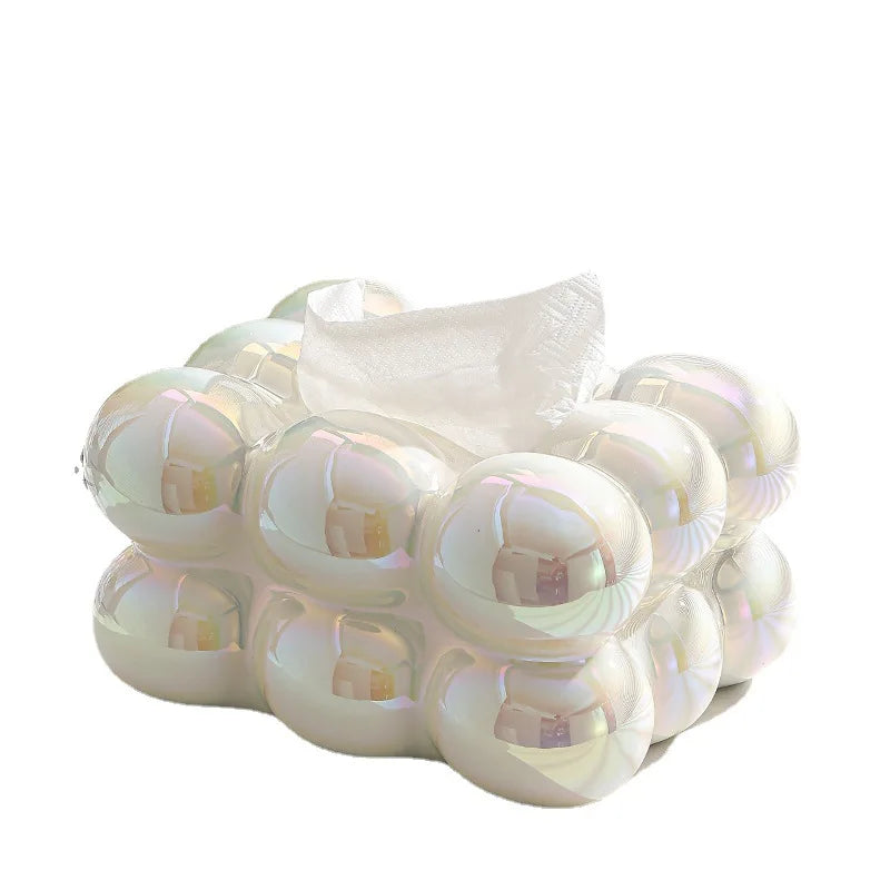 Geometry Tissue Box Cover Decorative Facial Tissue Holder Case Container for Bedroom Tissue Box Covers Rectangular Ceramic