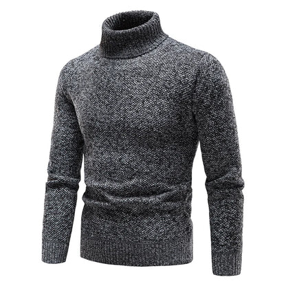 Autumn Winter Fleece Sweater Men Thicker Turtleneck Warm Pullover Slim Fit Man Clothes Luxury Brand Black Brown Jumpers Elastic.