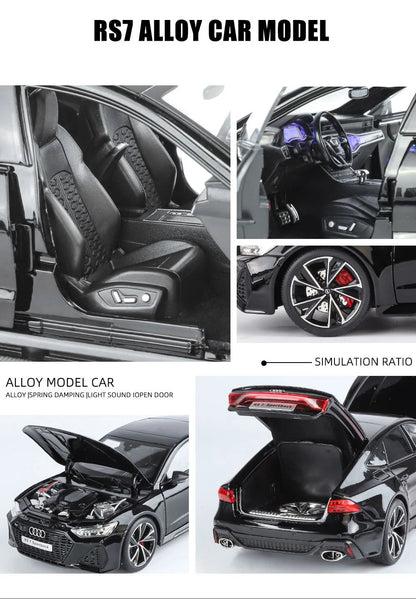 1:18 Key Remote Control Version AUDI RS7 Alloy Sports Car Model Diecast Metal Racing Vehicle Car Model Sound Light Kids Toy Gift