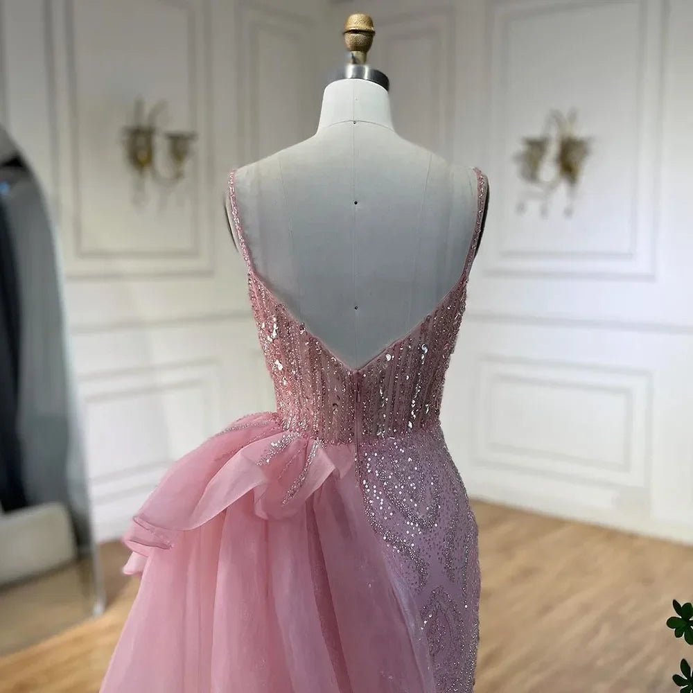 SERENE HILL Maßgeschneiderte 2025, türkisfarbene Spaghettiträger, luxuriöse Perlen-Abendkleider, Meerjungfrau, Schlitz, Überrock, Party, GLA 72378