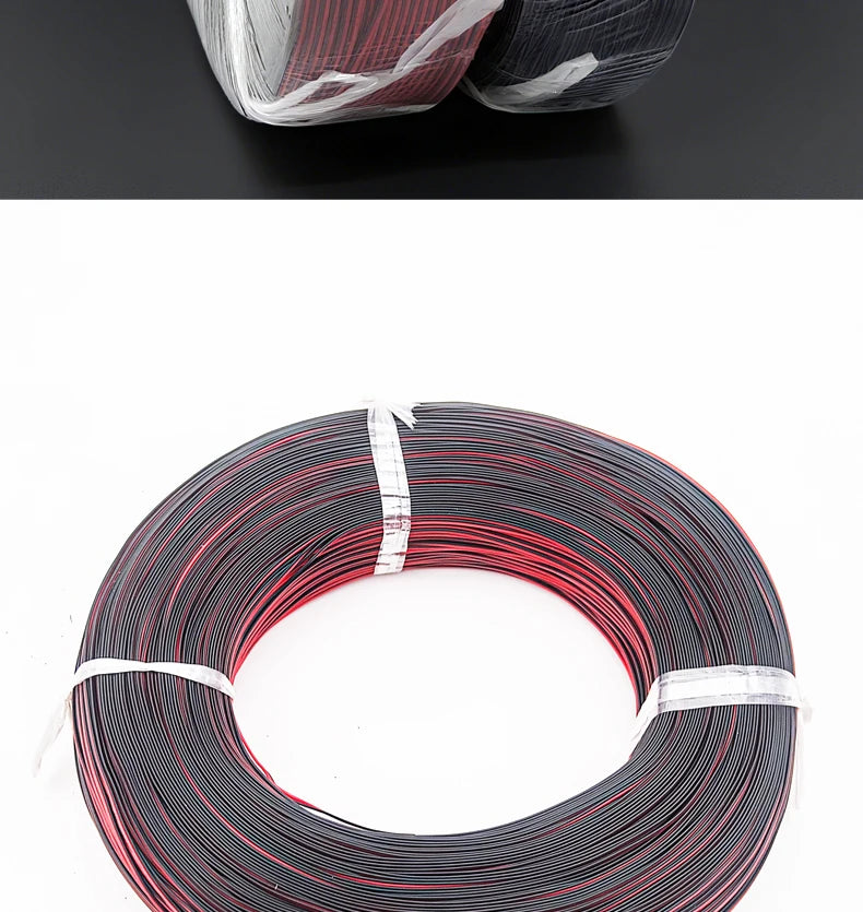 2 Pin Wire Electric Copper Cable 28 26 24 22 20 18 16 AWG LED Strip Lamp Lighting Cable PVC Extend Cord White Black Red UL2468