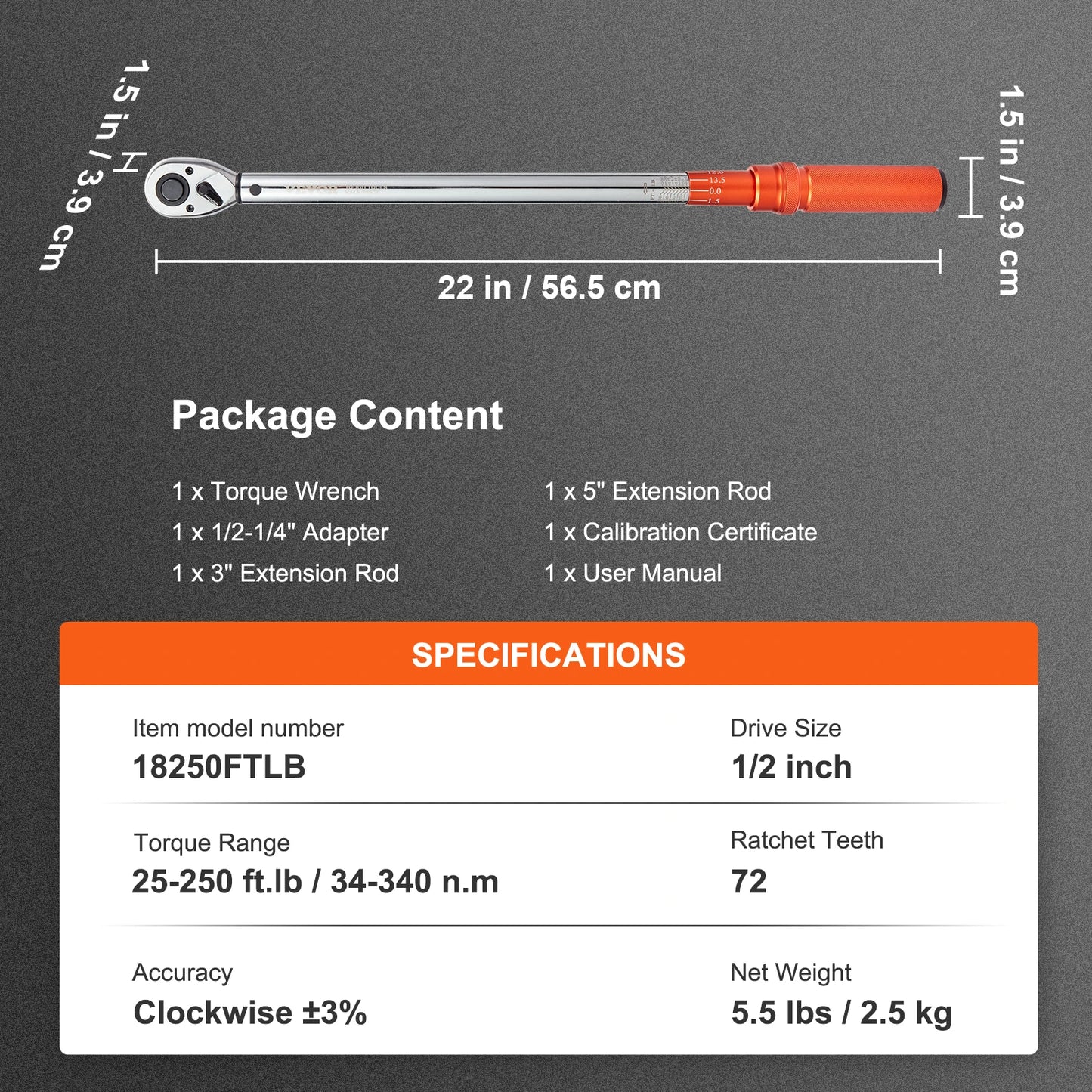 Vevor 1/2 "3/4" 1/4 "mechanischer Drehmoments chl üssel satz Präzisions zeiger Handwerkzeuge Drehmoments chl üssel mechanische Werkstatt Autore parat ur werkzeug