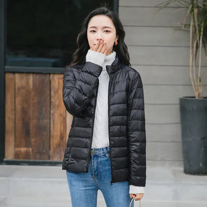 Winter Women's Light Down Hooded Jacket,Red Blue Khaki Green Available,European Size S-XXL,Women Coats