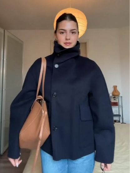 Straße Batwing Hülse Cape Gürtel Mäntel Frauen Lose Solide Stehkragen Einreiher Jacke 2025, Herbst Dame Alle-spiel chic Mantel