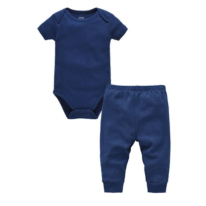 2 Teile/los Musselin Blank Baby Strampler Hosen Set Einfarbig Sommer Kurzarm Body Kinder Kleidung Set Jungen Kleidung.