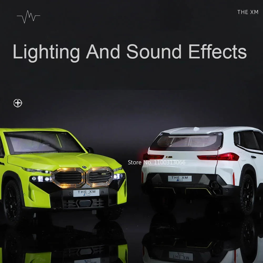 1/24 The XM Alloy Car Models Toy Diecasts Off-road Vehicles with Light Sound Pull Back Function SUV Car Toys for Kids Boys Gifts.