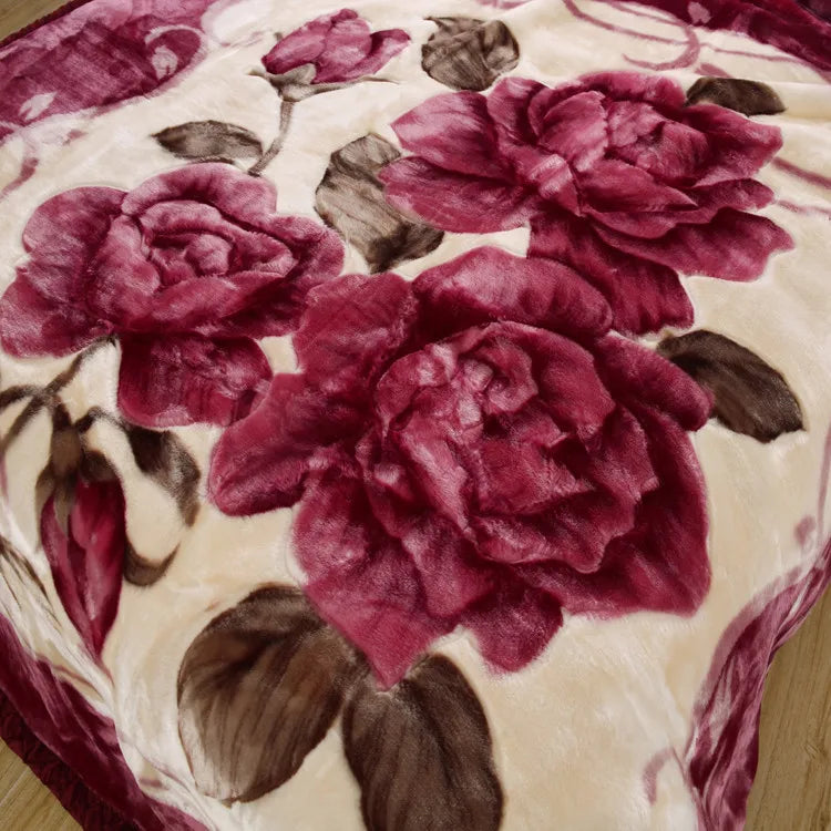 Ultra Soft Cozy Flowers Rose Throw Blanket Microfiber Heavy Fluffy Fleece Blanket for Home Bed Dormitory