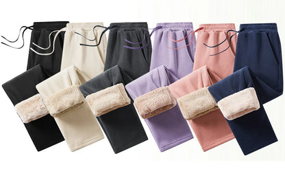 YJKVUR Unisex 2025 Winter New Oversize Pants Men Women Warm Fleece Liner Drawstring Trousers Casual Comfortable Gym Sweatpants.
