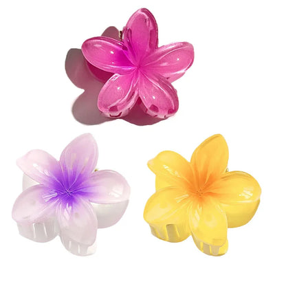 6Pcs Hawaiian Gradient Hair Clips Flower Hair Claws Women Small Size Fashion Headwear Hairpin Crab Barrette Hair Accessories.