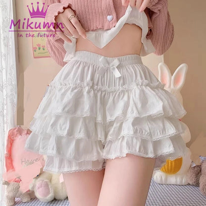 Mikumn Harajuku Japanese Lolita Kawaii Jk Bloomers Women Sweet Lace Ruffles Cotton Pumpkin Pants Y2k Girls Cute Shorts Skirts.