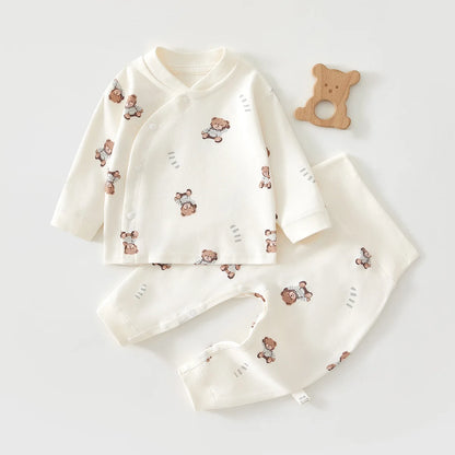 Newborn Baby Base Shirt+pants 2-piece Set Autumn and Winter Cartoon Pure Cotton Top+pants 0-18M Newborn Baby Pajamas