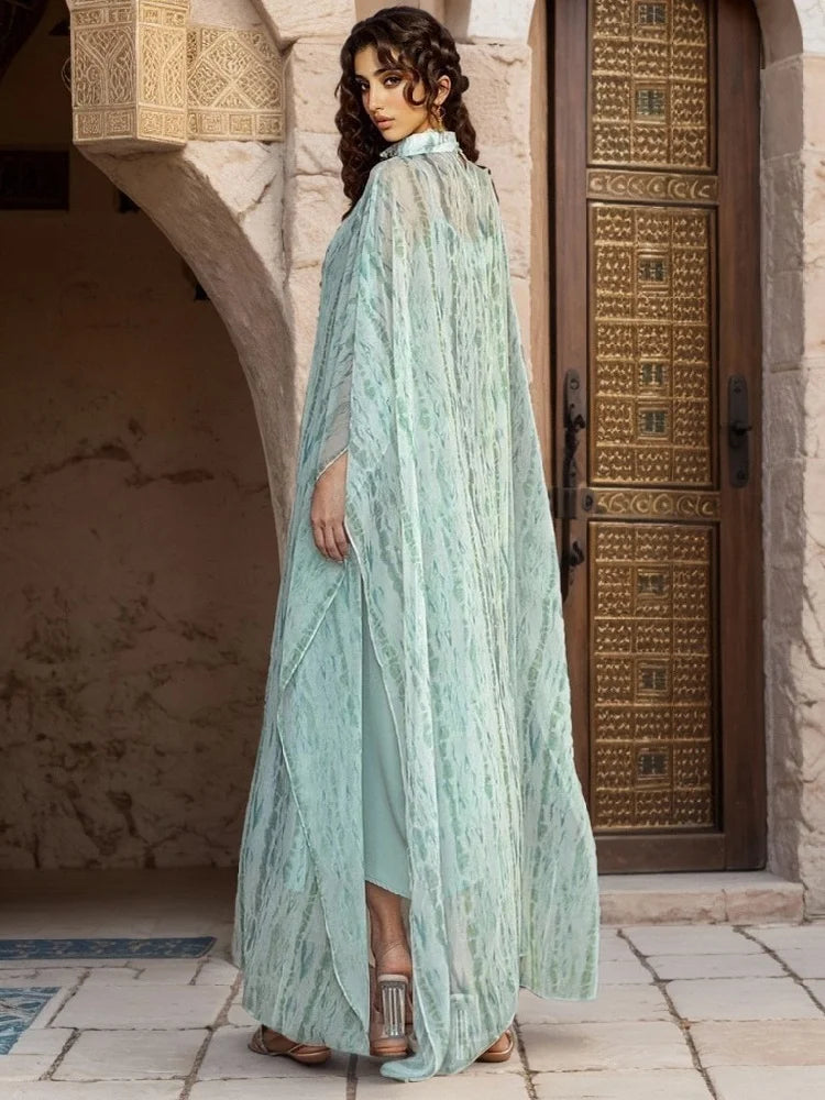 Chiffon 2 Piece Abaya Damen Dubai Muslim Evening African Dresses For Women Set Islam Clothing Kebaya Kaftan Robe Musulmane Femme.