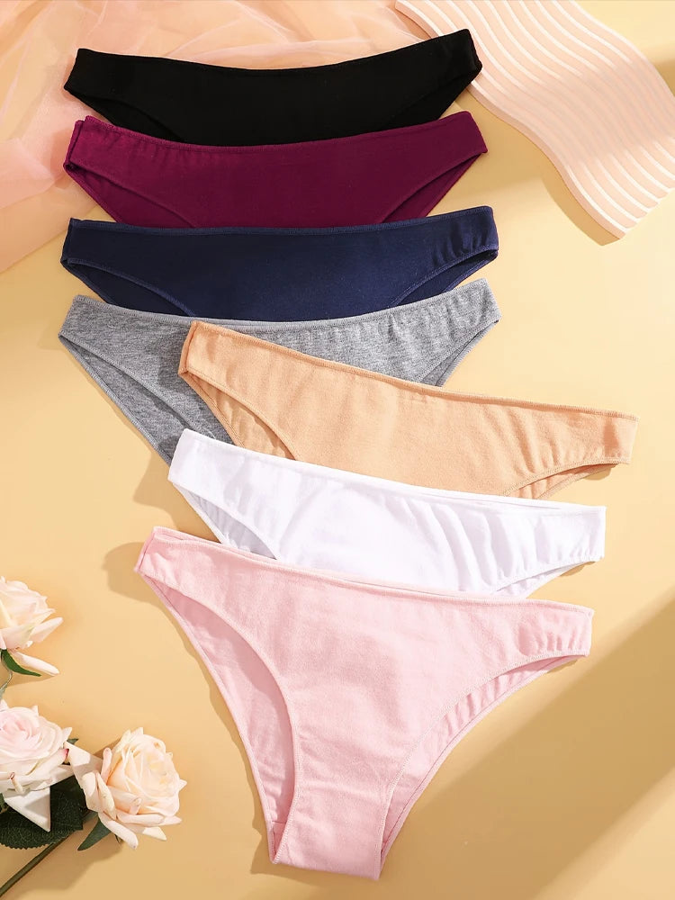 4PCS Seamless Cotton Panties Women Solid Color Briefs Sexy Low Waist Underpants Female Breathable Underwear Ladies Stretch Panti.