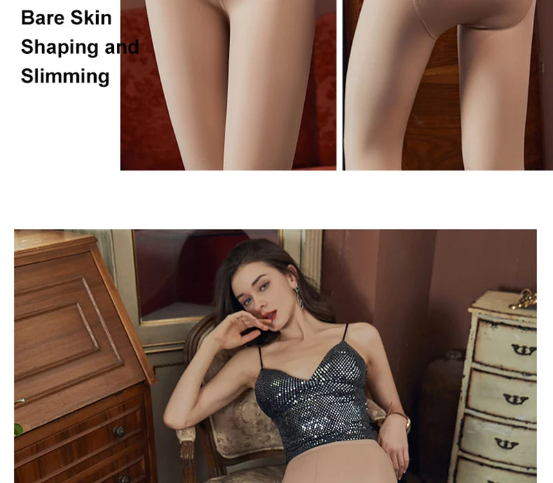 Winter Thermal Pantyhose Women Thicken Stockings Fake Translucent Pantyhose Fleece Lined Tights High Waist Elastic Wool Socks