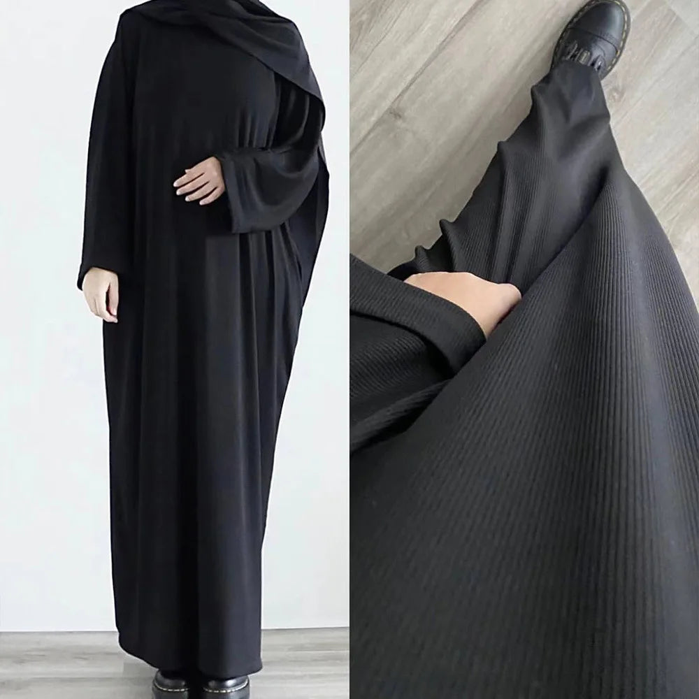 2023 Autumn Winter Knitted Dress Muslim Women Abaya Female Arabic Turkey Modest Dresses New Warm Long Robe Islam Clothing.