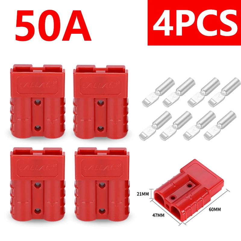 4Pcs Anderson Plug 50A/120A Anderson Connector Power 2 Pin Battery Charging Plug Connector.
