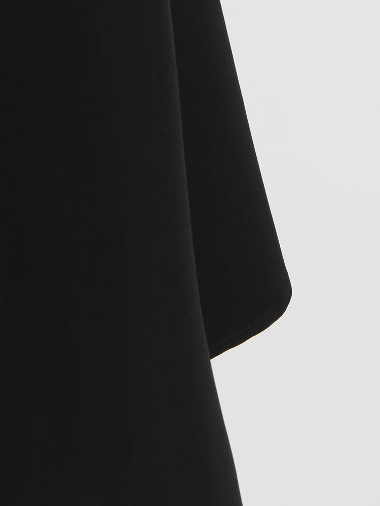 TWOTWINSTYLE Elegante Schwarz Kleid Für Frauen Quadrat Kragen Ärmellose Hohe Taille Solide Patchwork Bowknot Midi Kleider Weiblichen Stil