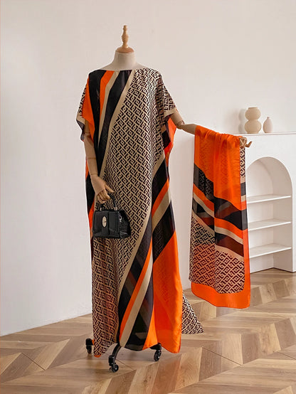 Sommer Neue Mode Afrikanische Kleider Für Frauen Elegante Gedruckt Seide Muslimischen Dame Lange Hijab Kaftan Kleid Oversize Kuwait Abaya.