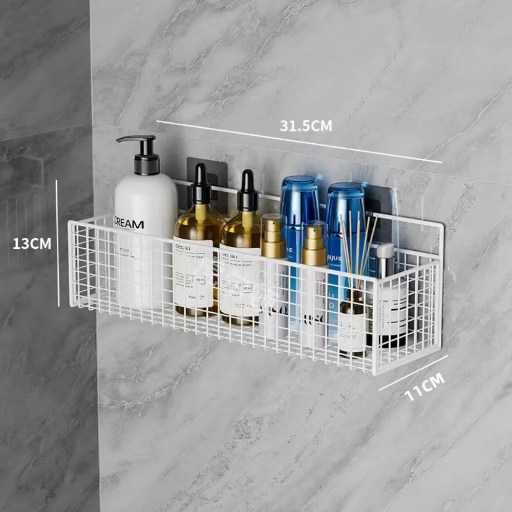 Badezimmerregale aus Eisen zur Wandmontage, Badezimmerregal ohne Bohren, Aufbewahrungsregal, einlagig, WC-Organizer, Waschraum-Zubehör