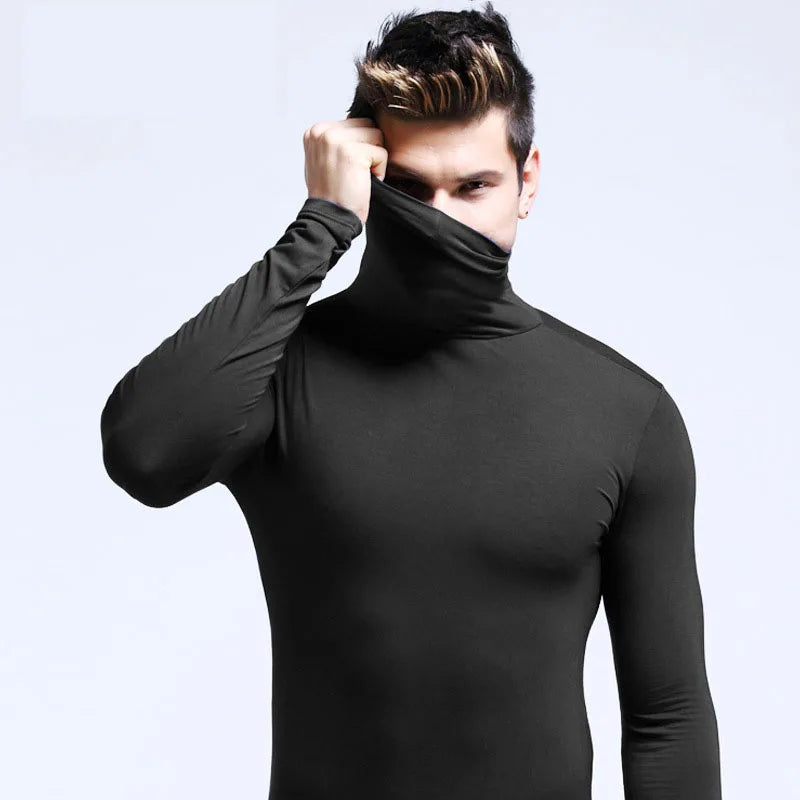 2023 new Sweater Men Solid Color Turtleneck Pullovers Pull Homme Men's cold Blouse Winter Long Sleeve T Shirts.