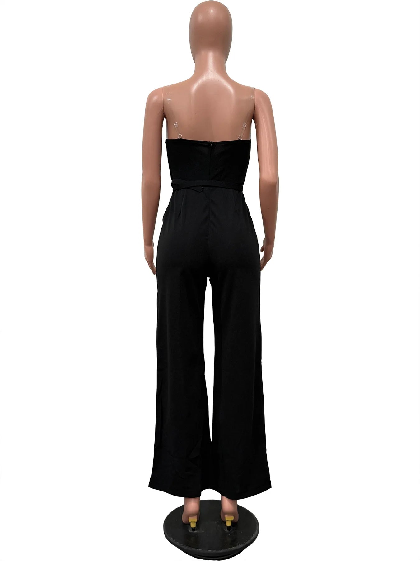 CM.YAYA Women Wide Leg Strapless V-neck Sleeveless Jumpsuits 2025 Summer OL Beach Night Club Party Street One Piece Suit Romper