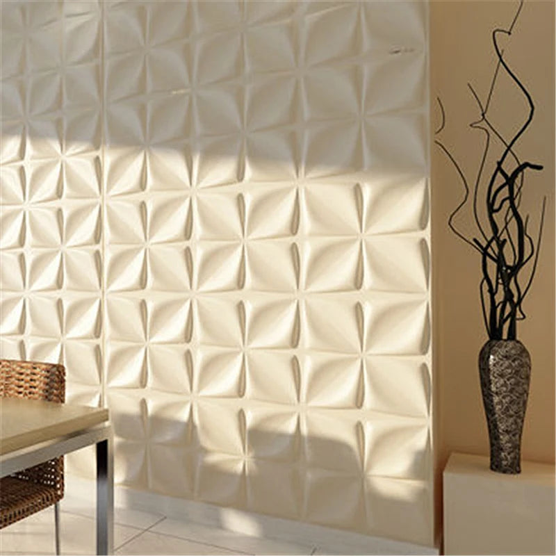 12pcs 30cm Decorative 3D Wall Panel wave Diamond Design Not self-adhesive plastic tiles 3D wall sticker room Bathroom wall paper