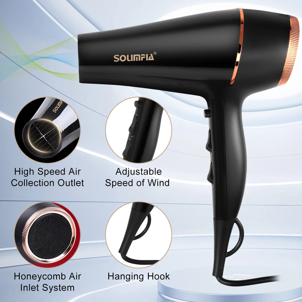 6-Level Professional Hair Dryer Salon Industrial Grade Quick Drying High Temperature Hair Styling Tool Barbecue for Home