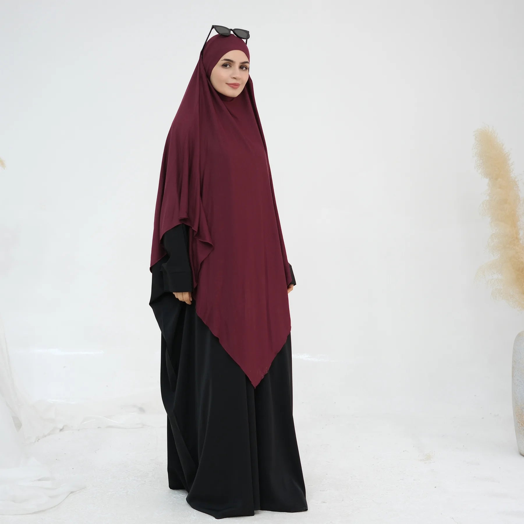 Extra Long Khimar Hijab Scarf Jersey Cotton Muslim Prayer Clothes Islamic Jilbab Khimars for Women Hijabs Veil Niqab Ramadan Eid.