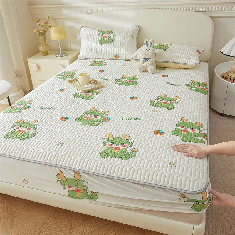 Cartoon Cute Pattern Cooling Fitted Sheet Single Natural latex fabric Soft cushion for Bedding Slow rebound Non-Slip Mattress
