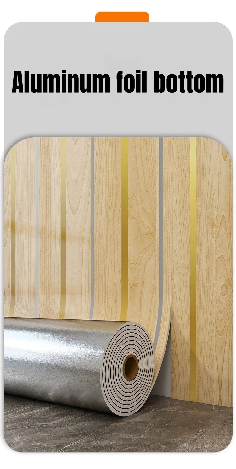 Foam Wallpaper Wall Panel with Gold Studded for Kitchen Backsplash Bathroom Waterproof Aluminum Foil Bottom Stripe Wall Stickers