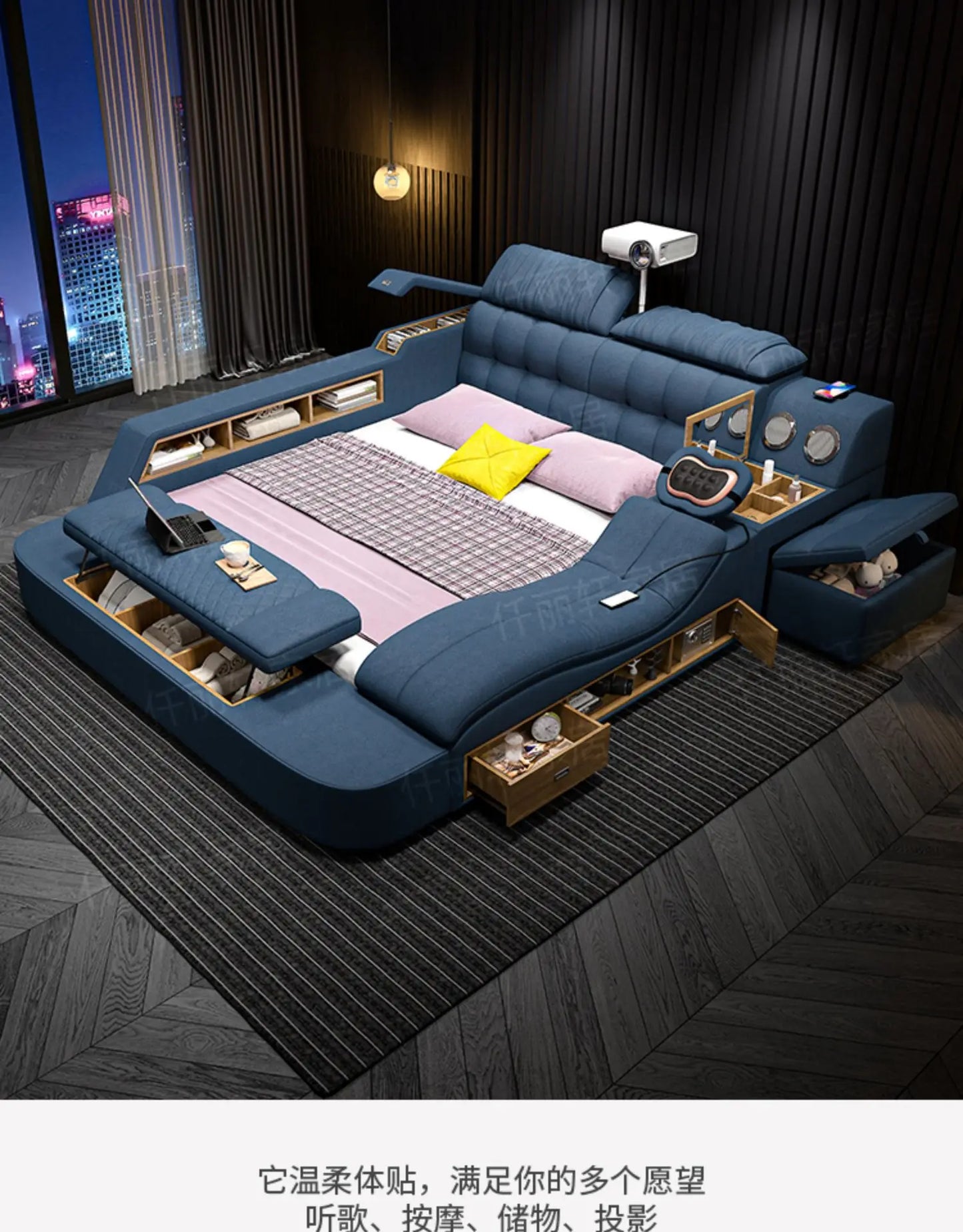 Nordic Smart Modulares Doppelbett Master Storage Luxus Designer Doppelbett Multifunktionale Leder Camas Ehe Möbel